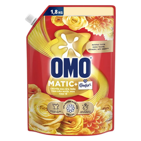 OMO Nước Giặt Máy Giặt Cửa Trên Tinh Dầu Nước Hoa Tinh Tế (1.8KG * 4 Túi)