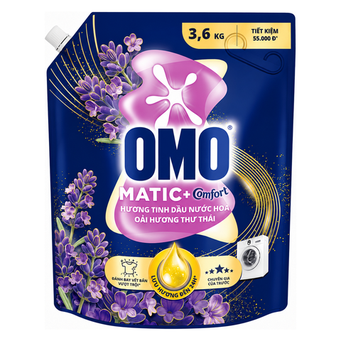 OMO Nước Giặt Máy Giặt Cửa Trước Hương Hoa Oải Hương Thư Thái (3.6KG * 4 Túi)