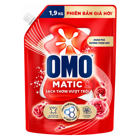 OMO Nước Giặt Matic Sạch Thơm Vượt Trội (1.9KG * 4 Túi)