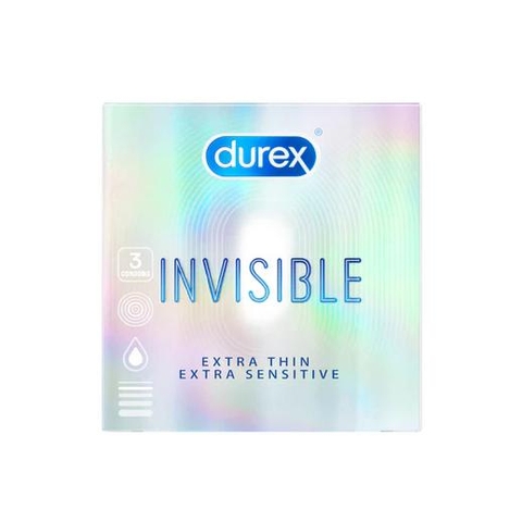 Durex Bao Cao Su Invisible Extra Thin/Sens (3 cái * 1 hộp)
