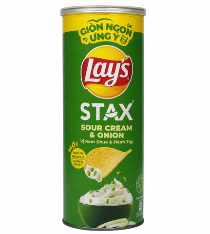 Snack Lay's Stax Khoai Tây Miếng Vị Kem Chua & Hành Tây (90G * 16 Hộp)