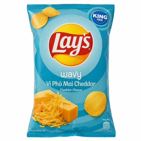 Snack Lay's Wavy Vị Phô Mai Cheddar (28G * 160 Gói)
