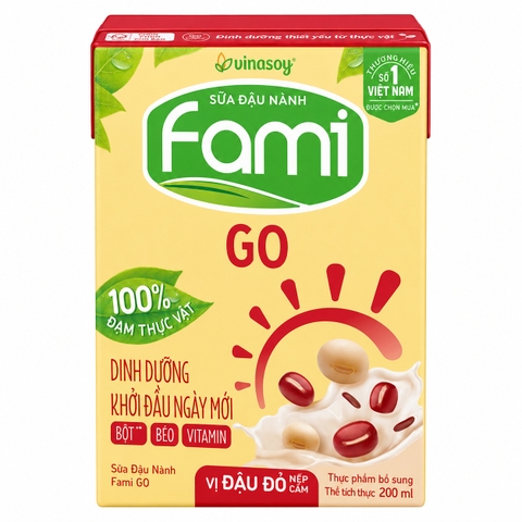 Sữa Đậu Nành Fami Go Vị Đậu Đỏ Nếp Cẩm (200ML * 36 Hộp)