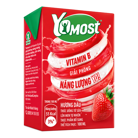 Sữa Chua Lên Men Yomost Dâu (100Ml*48 Hộp)
