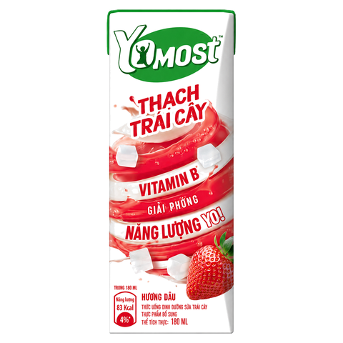 Sữa Chua Uống Lên Men Tự Nhiên Yomost Thạch Trái Cây (180Ml*48 Hộp)