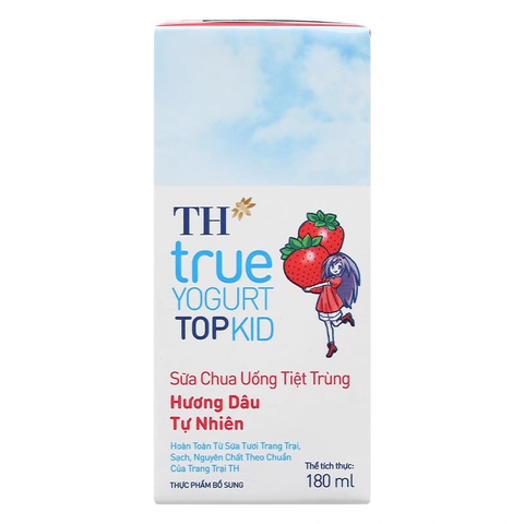 Sữa Chua Uống Tiệt Trùng Dâu Topkid (180ML*48 Hộp)
