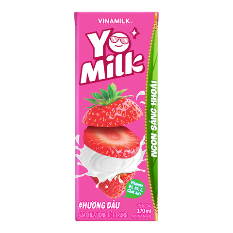 Sữa Chua Uống Tiệt Trùng Hương Dâu Vinamilk Yomilk (170Ml*48 hộp)