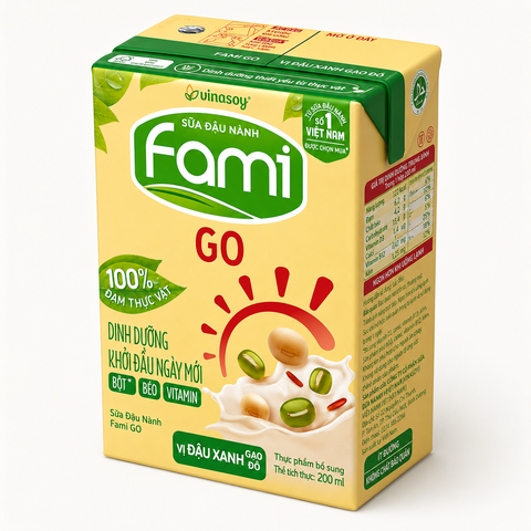 Sữa Đậu Nành Fami Go Vị Đậu Xanh Gạo Đỏ (200ML*36 Hộp)