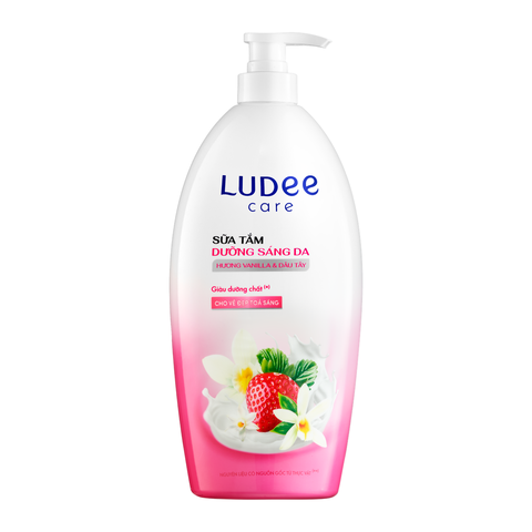 Sữa Tắm Dưỡng Sáng Da LUDEE CARE Hương Vanila Và Dâu Tây 1L (QC 12 chai/ thùng)