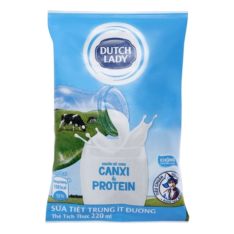 Sữa Tươi Tiệt Trùng Dinh Dưỡng Dutch Lady Ít Đường Bịch (220Ml*48 Bịch)