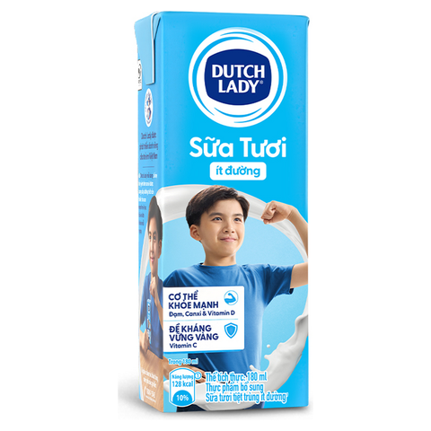 Sữa Tươi Tiệt Trùng Dutch Lady Ít Đường (180Ml*48 Hộp)