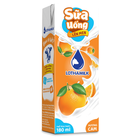Sữa Uống Lên Men Cam Tiệt Trùng Lothamilk (180ML * 48 Hộp)