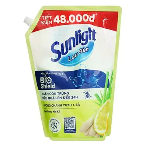 Sunlight Nước Lau Sàn BioShield Hương Chanh Yuzu & Sả (3.4KG * 4 Túi)