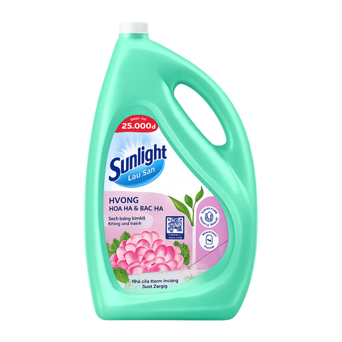Sunlight Nước Lau Sàn Tinh Dầu Thảo Mộc Hoa Hạ Bạc Hà (3.6KG * 3 Can)