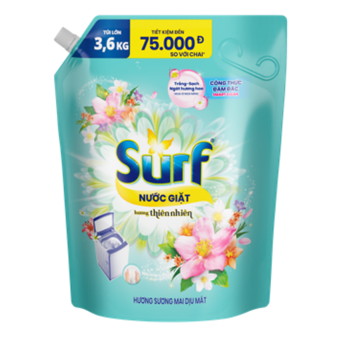 Surf Nước Giặt Sương Mai Dịu Mát Hoa Trà Và Linh Lan (3.6KG * 4 Túi)