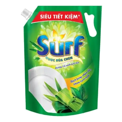 Surf Nước Rửa Chén Hương Trà Xanh & Lá Dứa (3.2KG * 4 Túi)