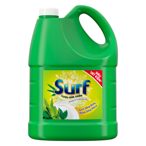 SURF Nước Rửa Chén Hương Trà Xanh & Lá Dứa (3.4kg*3 can)