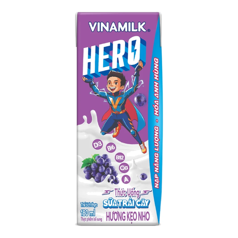 Thức Uống Sữa Trái Cây Hương Kẹo Nho Vinamilk Hero (180Ml*48 hộp)