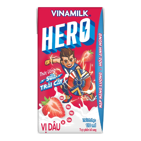 Thức Uống Sữa Trái Cây Vị Dâu Vinamilk Hero (110Ml *48 hộp)