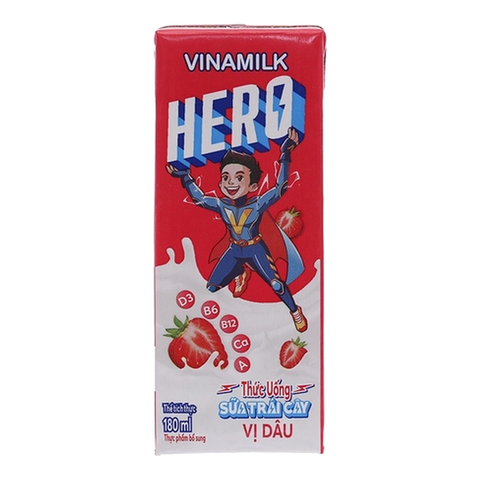 Thức Uống Sữa Trái Cây Vị Dâu Vinamilk Hero (180Ml*48 hộp)