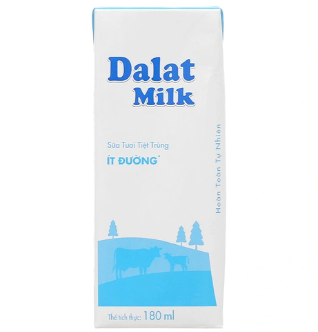 Sữa Tươi Tiệt Trùng Ít Đường Dalatmilk (180ML*48 hộp)