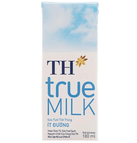 Sữa Tươi Tiệt Trùng Ít Đường TH True Milk (180ML*48 hộp)