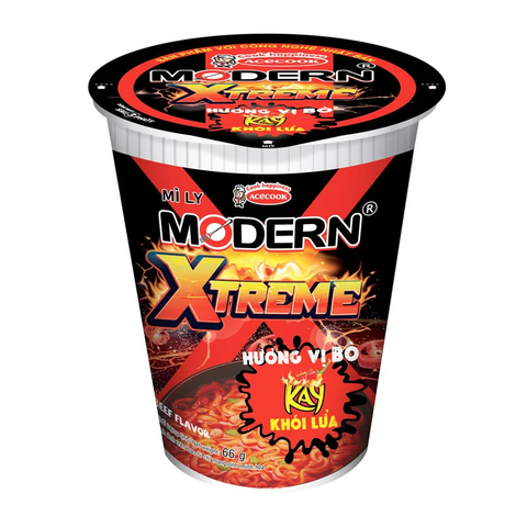 Mì Ly Modern Xtreme Hương Vị Bò Kay Khói Lửa (66G*24 Ly)