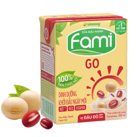 Sữa Đậu Nành Fami Go Vị Đậu Đỏ Nếp Cẩm (200ML*36 Hộp)