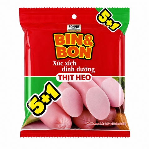 Xúc Xích Dinh Dưỡng Bin & Bon Thịt Heo (210G*20 Gói)