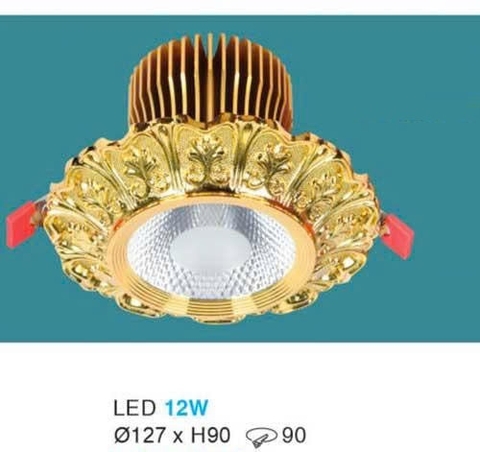 Đèn âm trần mạ đồng cao cấp 12W - Đèn tân cổ điển