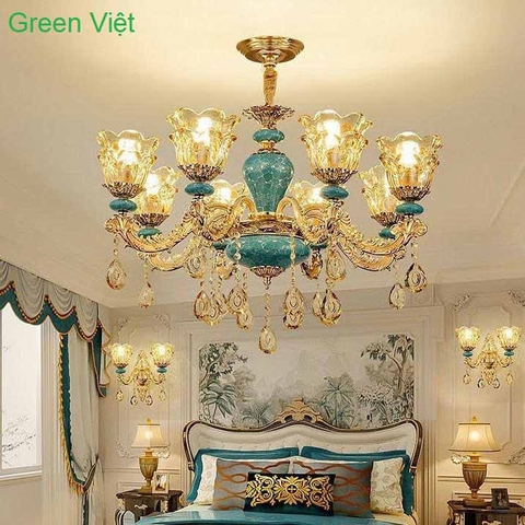 Đèn Chùm Pha Lê CCP-6077-8-G(8Tay) cao Cấp Green Việt