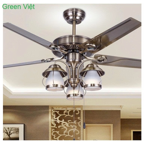 Đèn chùm quạt trần GV 12 Hiện Đại Green Việt