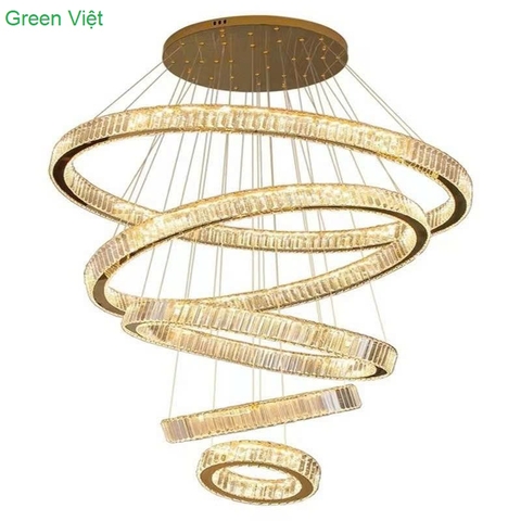 Đèn chùm thông tầng 5 vòng DCPLQ05 trang trí phi lê