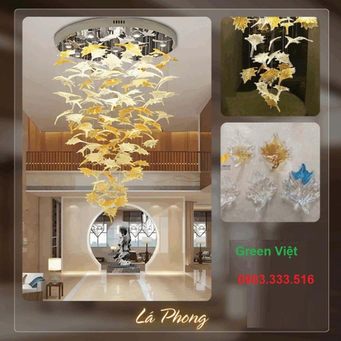 Đèn chùm thông tầng khách sạn DCLP05 hình lá phong
