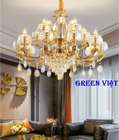 Đèn chùm trang trí phòng khách DCGV022 cao cấp 15 tay