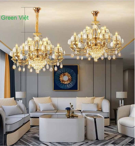 Đèn chùm trang trí phòng khách DCGV022 cao cấp 15 tay