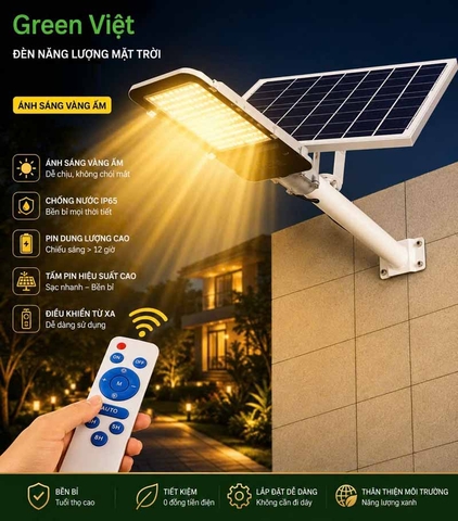 Đèn năng lượng mặt trời 500W BCV500 ánh sáng vàng