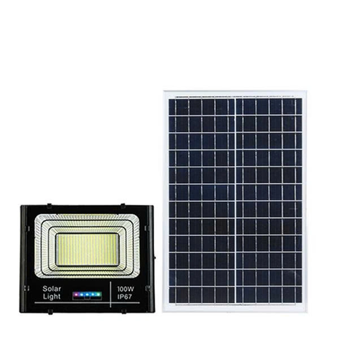 Đèn năng lượng mặt trời 100w báo pin vỏ nhôm