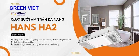 Đèn Sưởi Âm Trần Hans Ha2 4 Trong 1