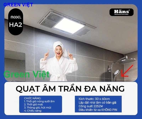 Đèn Sưởi Âm Trần Hans Ha2 4 Trong 1