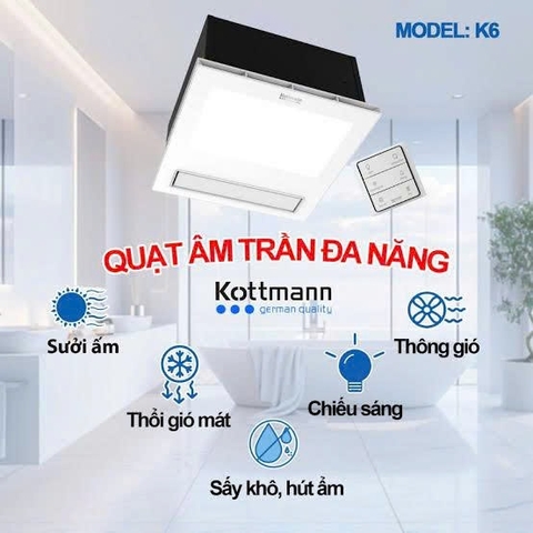 Đèn Sưởi Âm Trần Kottmann K6 5 Chức Năng Trong 1