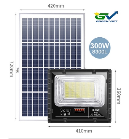Đèn Pha năng lượng mặt trời công JD 300w - Đèn Năng lượng Cao Cấp IP67