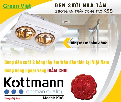 Đèn Sưởi Nhà Tắm Âm Trần K9S