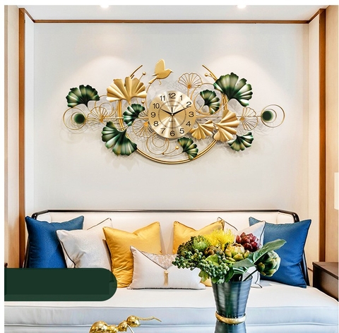 Đồng hồ trang trí phòng khách hoa cỏ mềm GV2861- Decor nghệ thuật