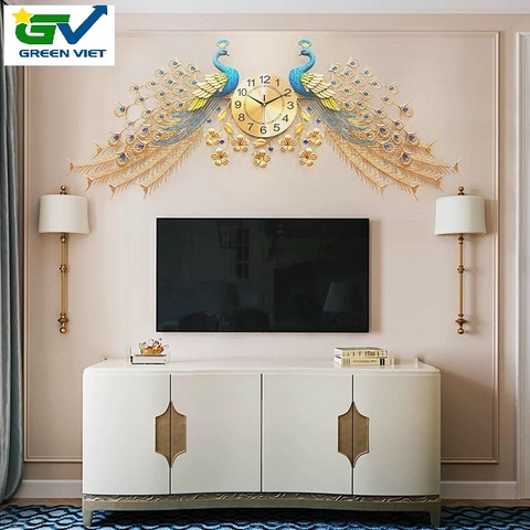 Đồng Hồ Treo Tường Con Chim Công Khổng Tước 266 Nghệ Thuật Cao Cấp  cỡ lớn