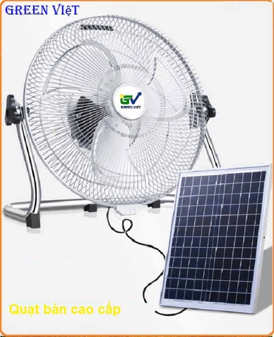 Quạt bàn năng lượng mặt trời mã Q01 mầu Inox - Quạt tích điện