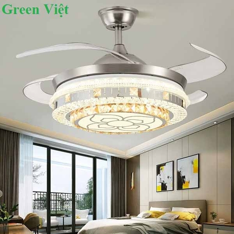Quạt trần đèn phòng khách QTDK03 cánh cụp cánh xòe