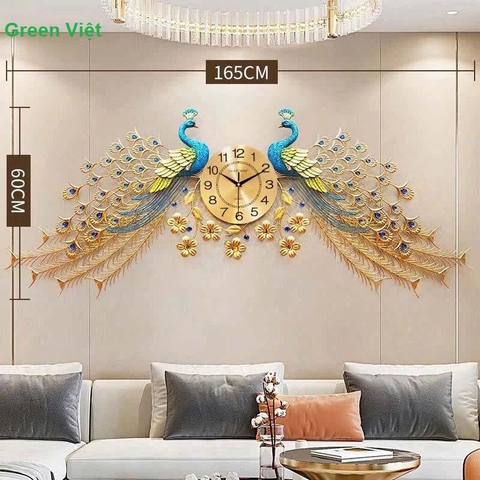 Đồng Hồ Treo Tường Con Chim Công Khổng Tước 266 Nghệ Thuật Cao Cấp  cỡ lớn