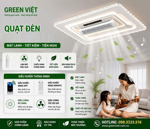 Quạt trần đèn không cánh QTDOP12 kết nối loa bluetooth