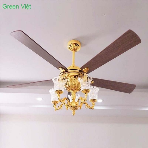 Quạt Trần Đèn Mạ Vàng 24K FY968 5 Cánh Cao Cấp Green Việt